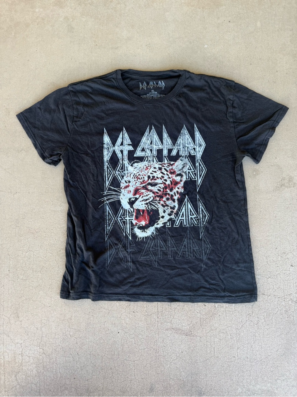 Def Leppard Leopard Graphic Band T-Shirt Black Size XL